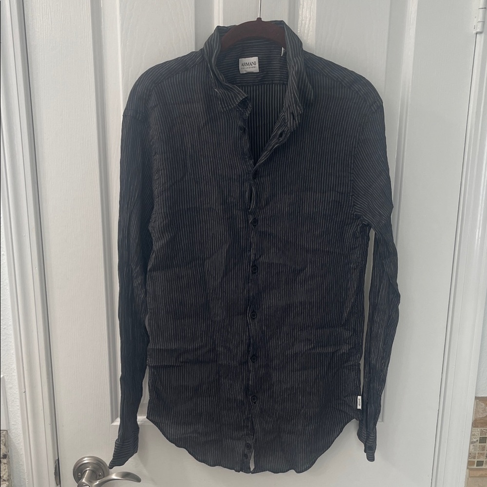 Armani Collezioni Black Striped Dress Shirt